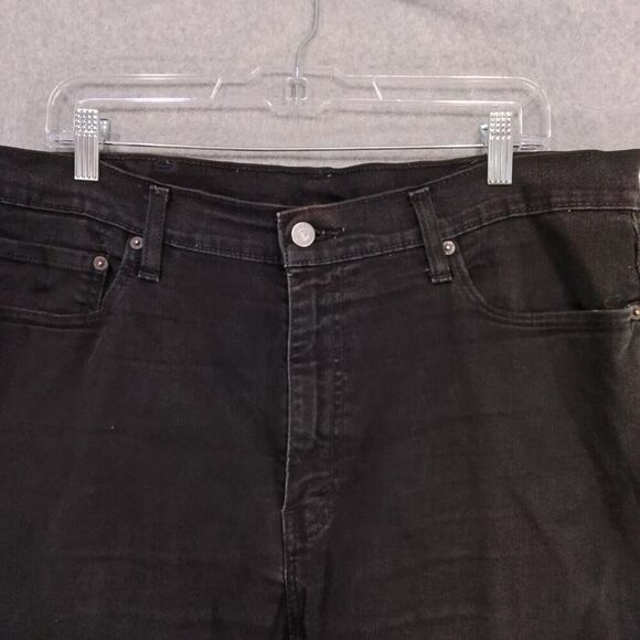 Levis Jean Shorts Mens Sz 38 x 9" Denim Black Cut Off Bermuda  Relaxed Denim - Picture 2 of 11